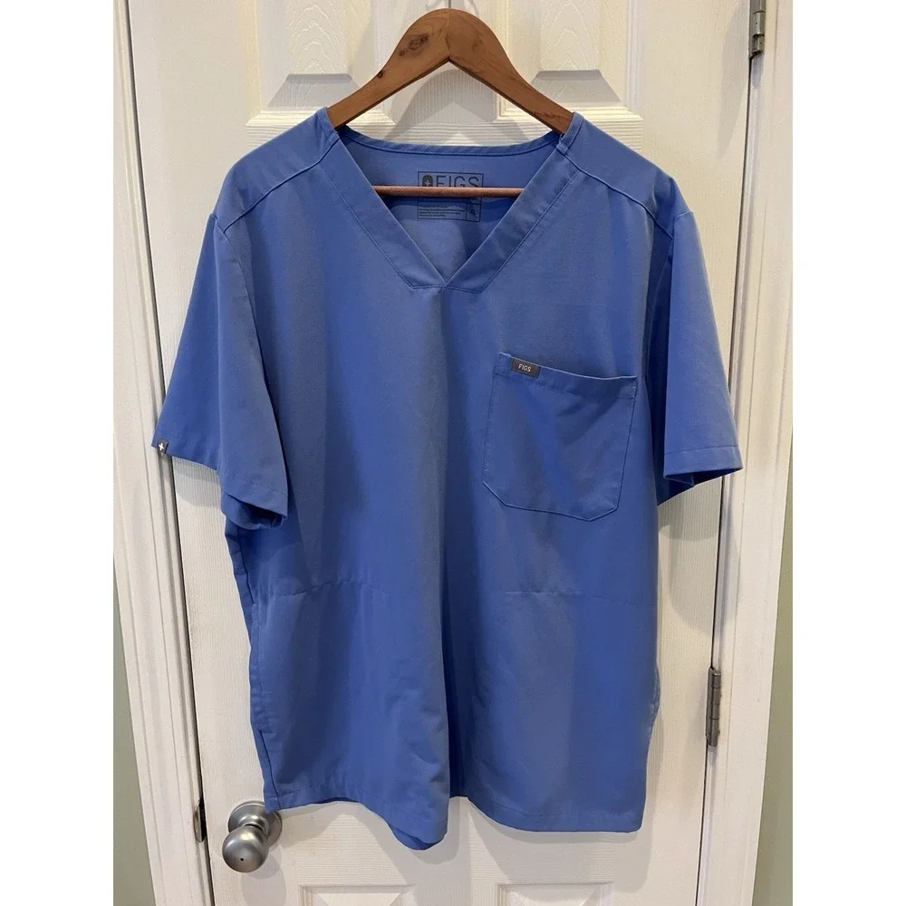 FIGS Mens XL Chisec Three Pocket Scrub Top Cairo Straight Leg Cargo Pant Ceil